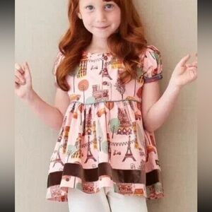 Matilda Jane Bon Vivant Peasant Top Baby Girl 12m Peplum Velvet Boho Chic Paris